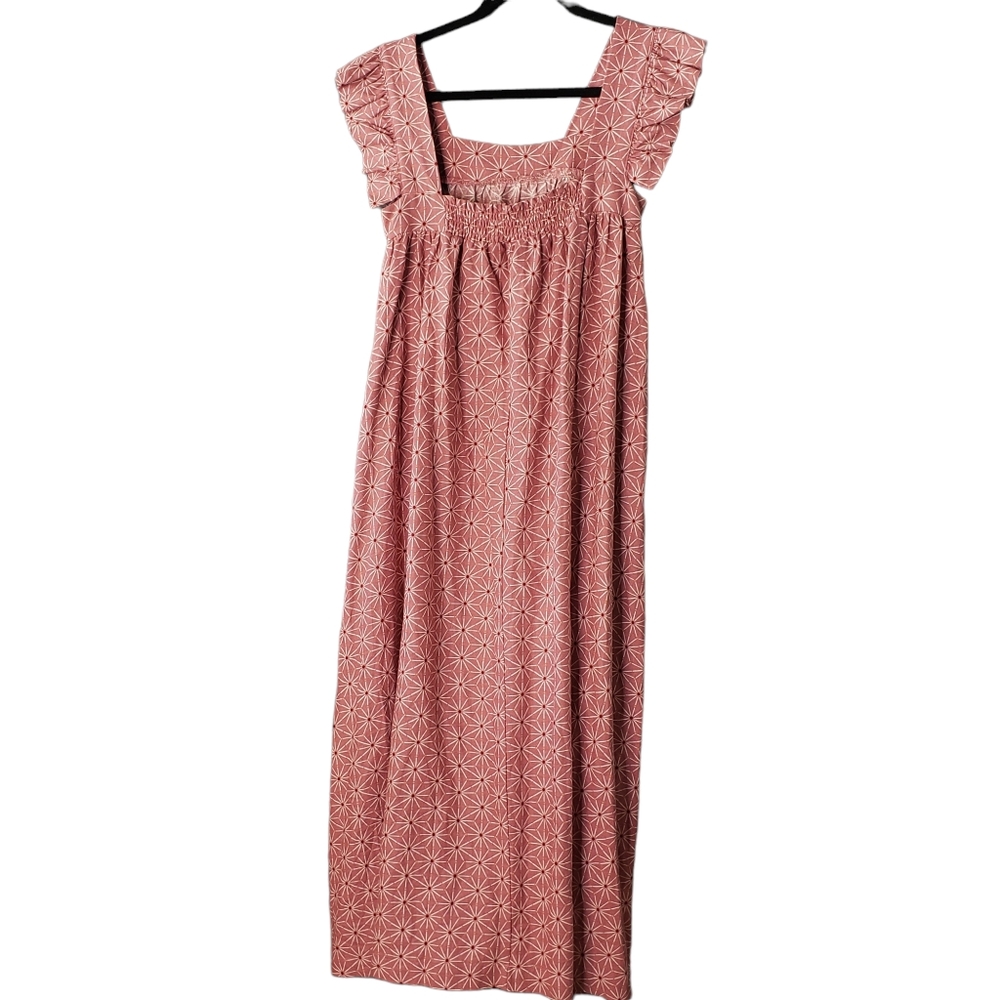 A New Day Ruffle Sleeveless Square Neckline Dusty Pink Babydoll Maxi Dress S